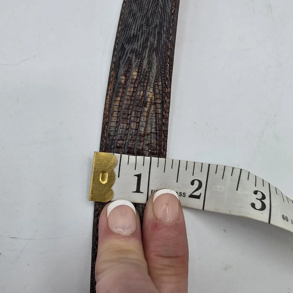 Martin Dingman Belt Mens 36 Brown Genuine‎ Lizard Exotic Classic Luxury Designer